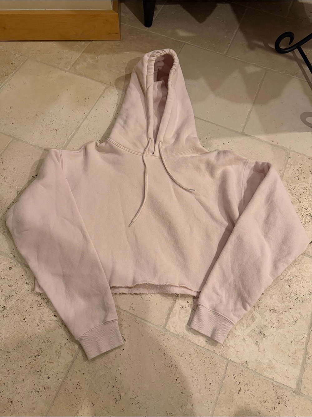 Urban Outfitters Cropped Hoodie in Pale Pink
